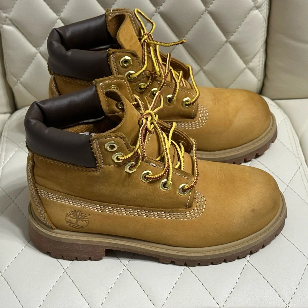 Timberland kids' premium waterproof boots wheat nubuck tan color size 13